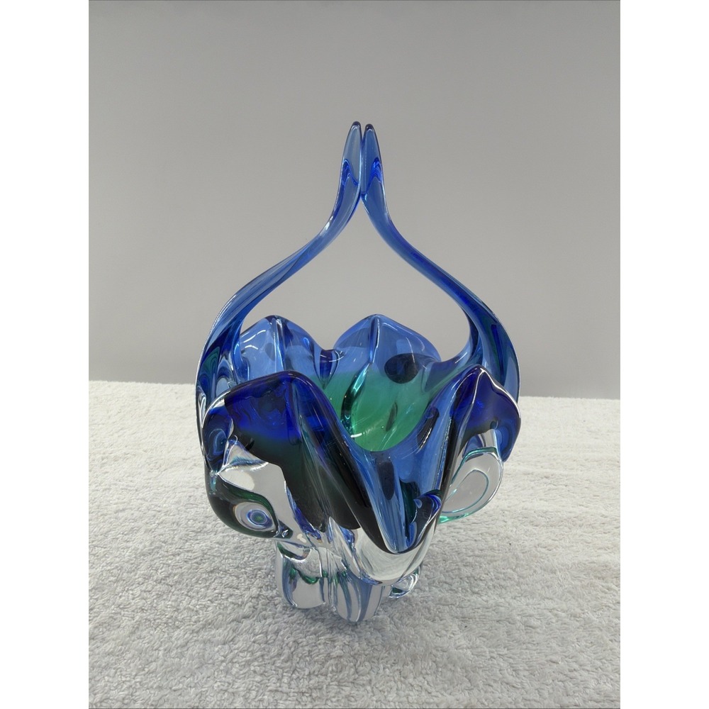 Bohemia Czech Republic Glass Crystal Art Vase Abstract Design Decoration Sidings